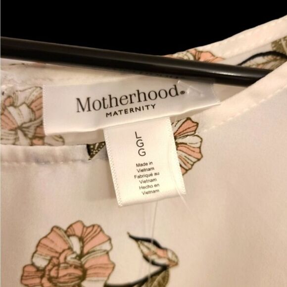 Motherhood Maternity Top Floral Zipper Piping Summer Sz L - Picture 6 of 12
